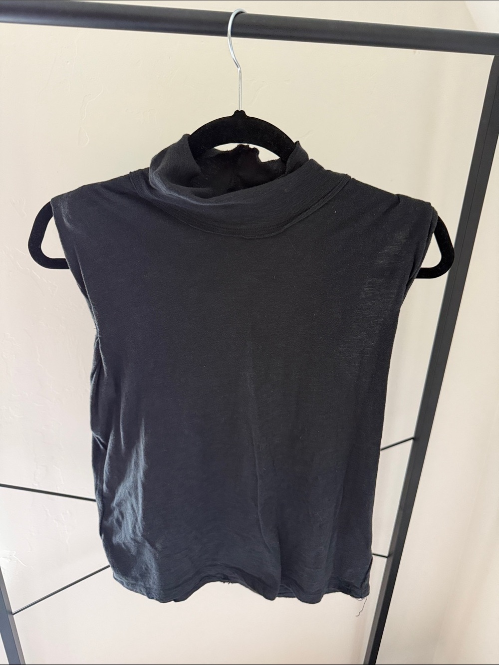 Free People Black Sleeveless Mock Neck Tank